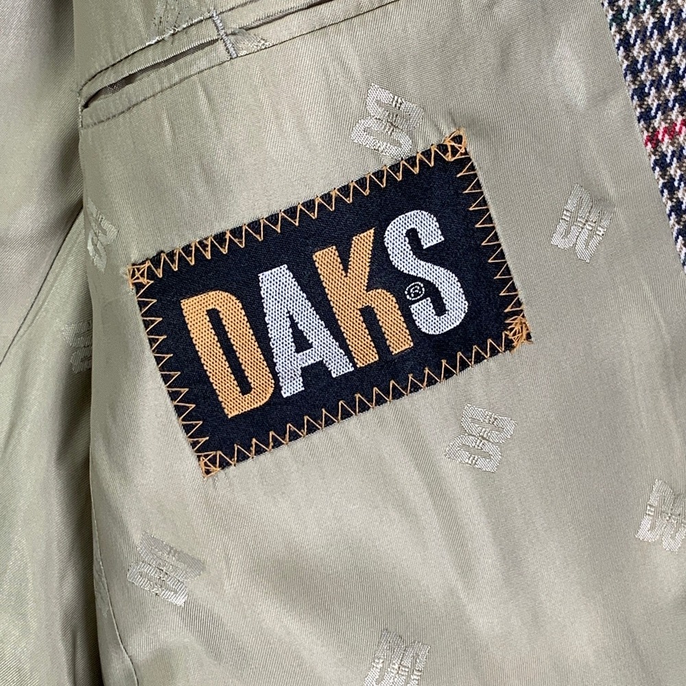 Daks London Blazer Jacket Men 40R Houndstooth Windowpane Gold Button Sport Coat - Picture 6 of 16